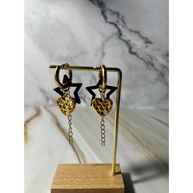 Auskarai "Gold Star Heart"