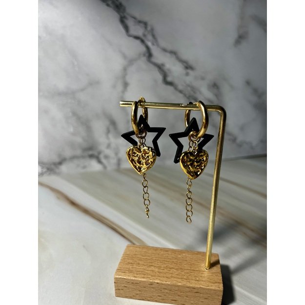 Auskarai "Gold Star Heart" 1