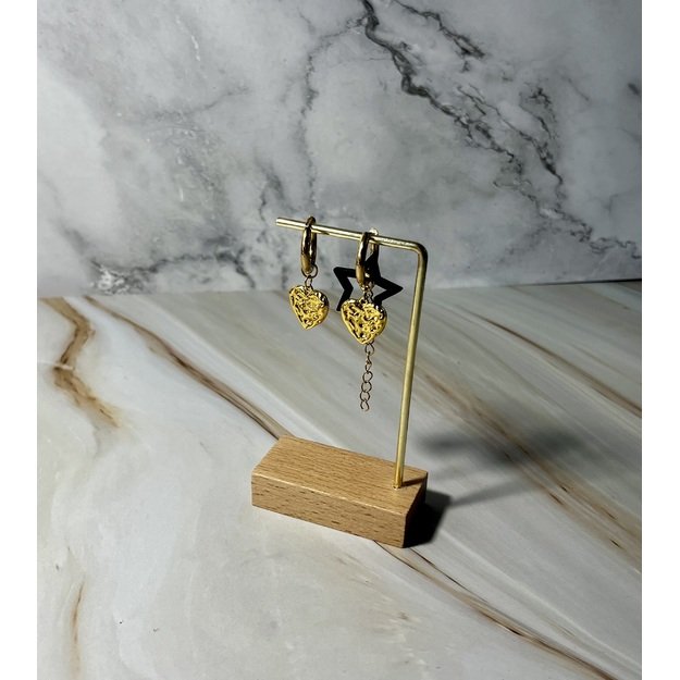 Auskarai "Gold Star Heart" 2